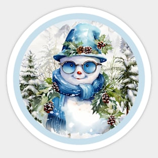 Snowman in Blue Hat Sticker
